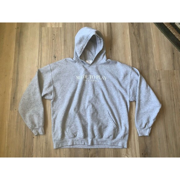 Made To Play Pickleball Gray Fleece Pullover XL Hoodie Kangaroo Pockets EUC - Picture 2 of 11